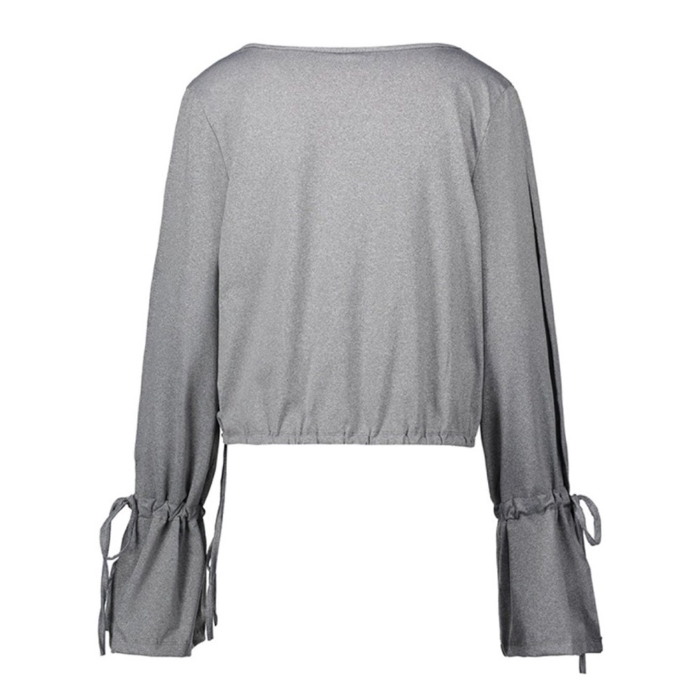 💥 LAST ONE Tie Waist Split Bell Sleeve Crop Top - Picture 4 of 4